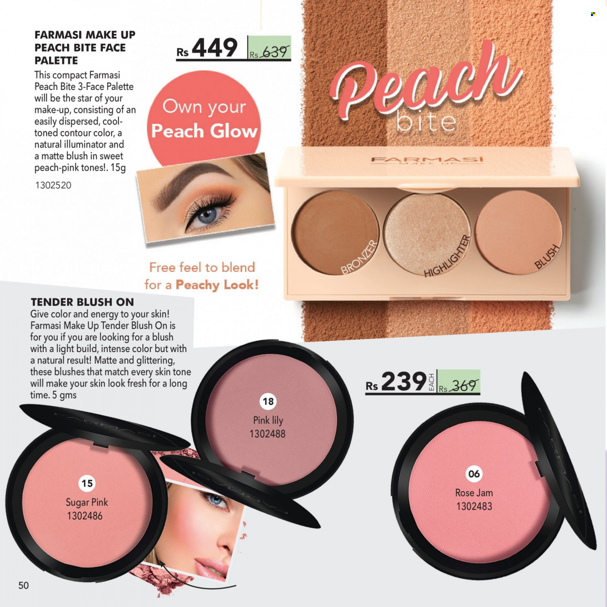 thumbnail - Farmasi Catalogue - 1.08.2022 - 31.08.2022 - Sales products - Palette, makeup, contour, highlighter powder, bronzing powder. Page 50.