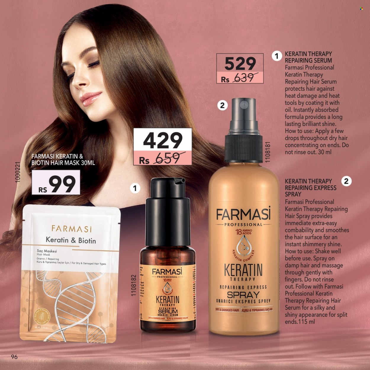 thumbnail - Farmasi Catalogue - 1.08.2022 - 31.08.2022 - Sales products - serum, hair mask, keratin. Page 96.