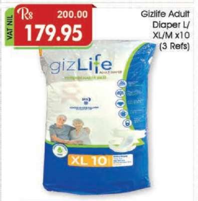 Gizlife Adult Diaper L/XL/M x10