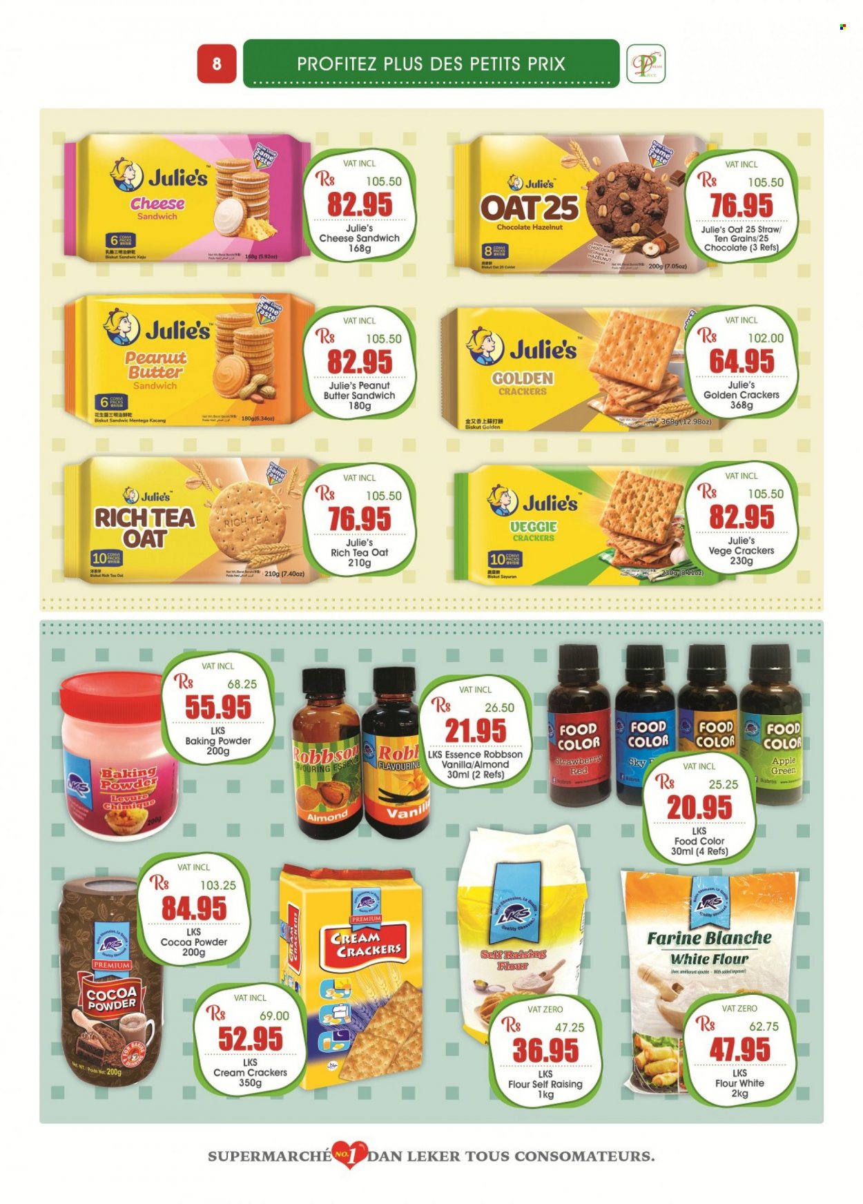 thumbnail - Dreamprice Catalogue - 19.08.2022 - 12.09.2022 - Sales products - cod, crackers, Julie's, baking powder, flour, oats, peanut butter, tea, straw. Page 8.