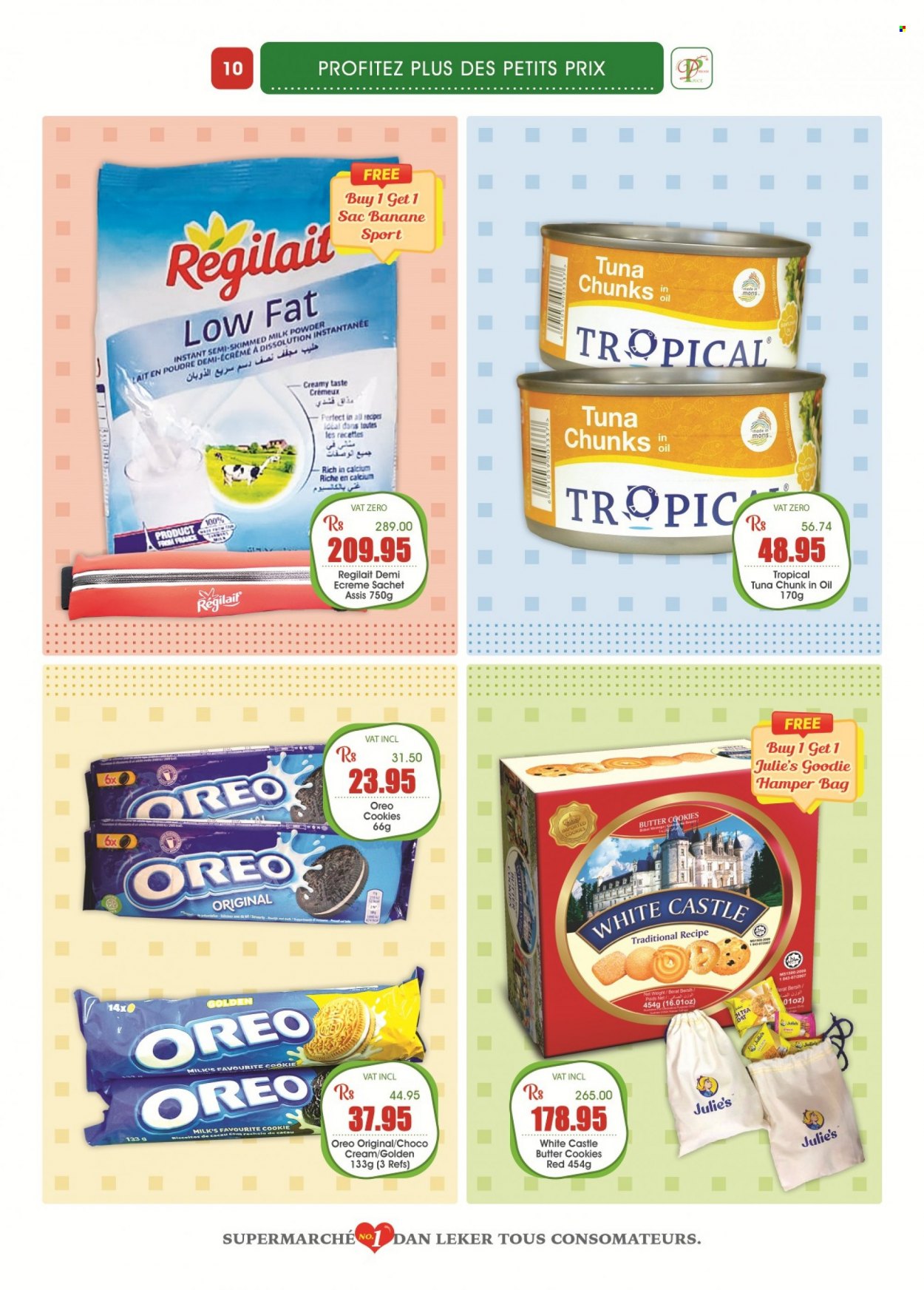 thumbnail - Dreamprice Catalogue - 19.08.2022 - 12.09.2022 - Sales products - tuna, hamper, milk, milk powder, cookies, butter cookies, Julie's, tea, Castle, bag, Oreo. Page 10.