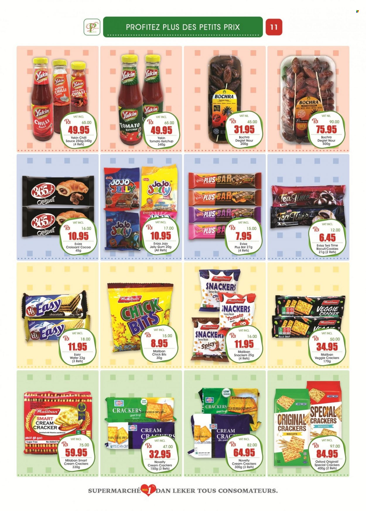 thumbnail - Dreamprice Catalogue - 19.08.2022 - 12.09.2022 - Sales products - croissant, garlic, sauce, cookies, wafers, chocolate, jelly, crackers, biscuit, cocoa, salt, rice, caramel, chilli sauce, tea, ketchup. Page 11.