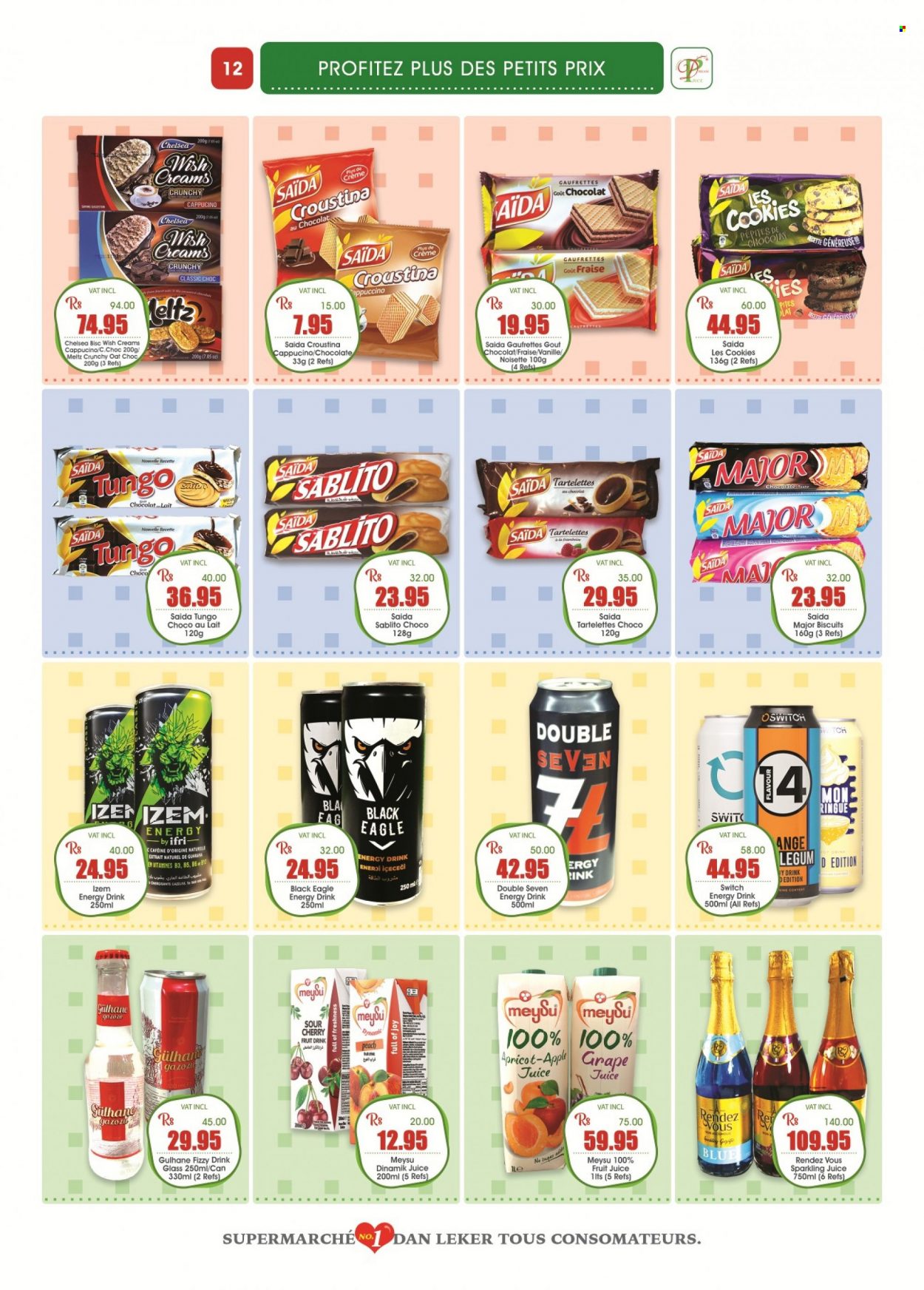 thumbnail - Dreamprice Catalogue - 19.08.2022 - 12.09.2022 - Sales products - Ace, cookies, chocolate, biscuit, oats, switch, juice, fruit juice, energy drink, fruit drink, sparkling juice, Joy. Page 12.