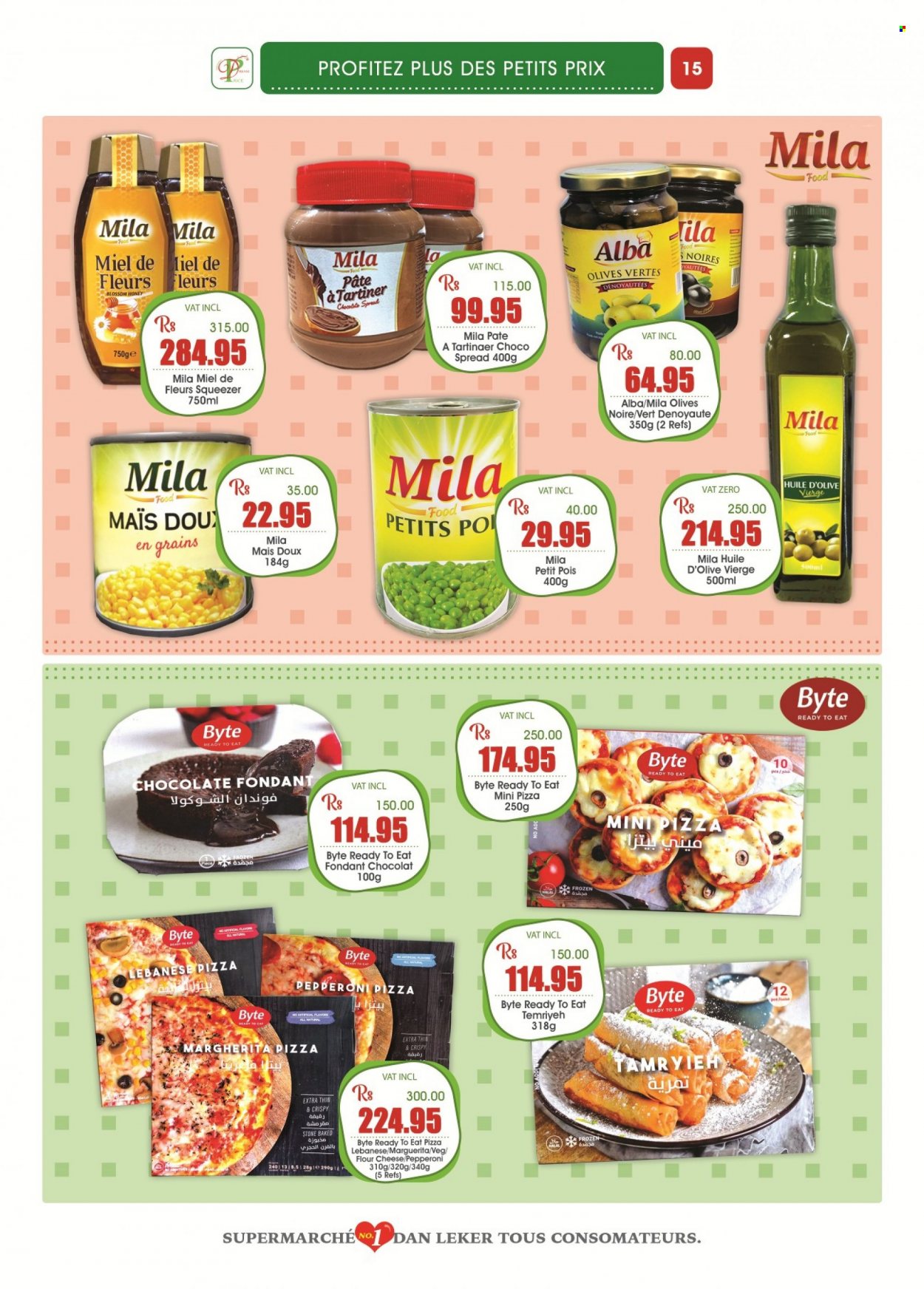 thumbnail - Dreamprice Catalogue - 19.08.2022 - 12.09.2022 - Sales products - pizza, pepperoni, Blossom, flour, honey, squeezer, olives. Page 15.