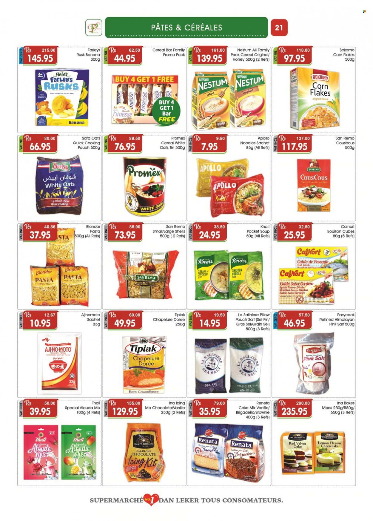 thumbnail - Dreamprice Catalogue - 19.08.2022 - 12.09.2022 - Sales products - cheesecake, brownies, rusks, cake mix, fish, fish stock, chicken soup, soup, pasta, noodles cup, noodles, chocolate, cereal bar, bouillon, oats, cereals, corn flakes, honey, rosé wine, couscous, Nestlé, Heinz, Knorr. Page 21.