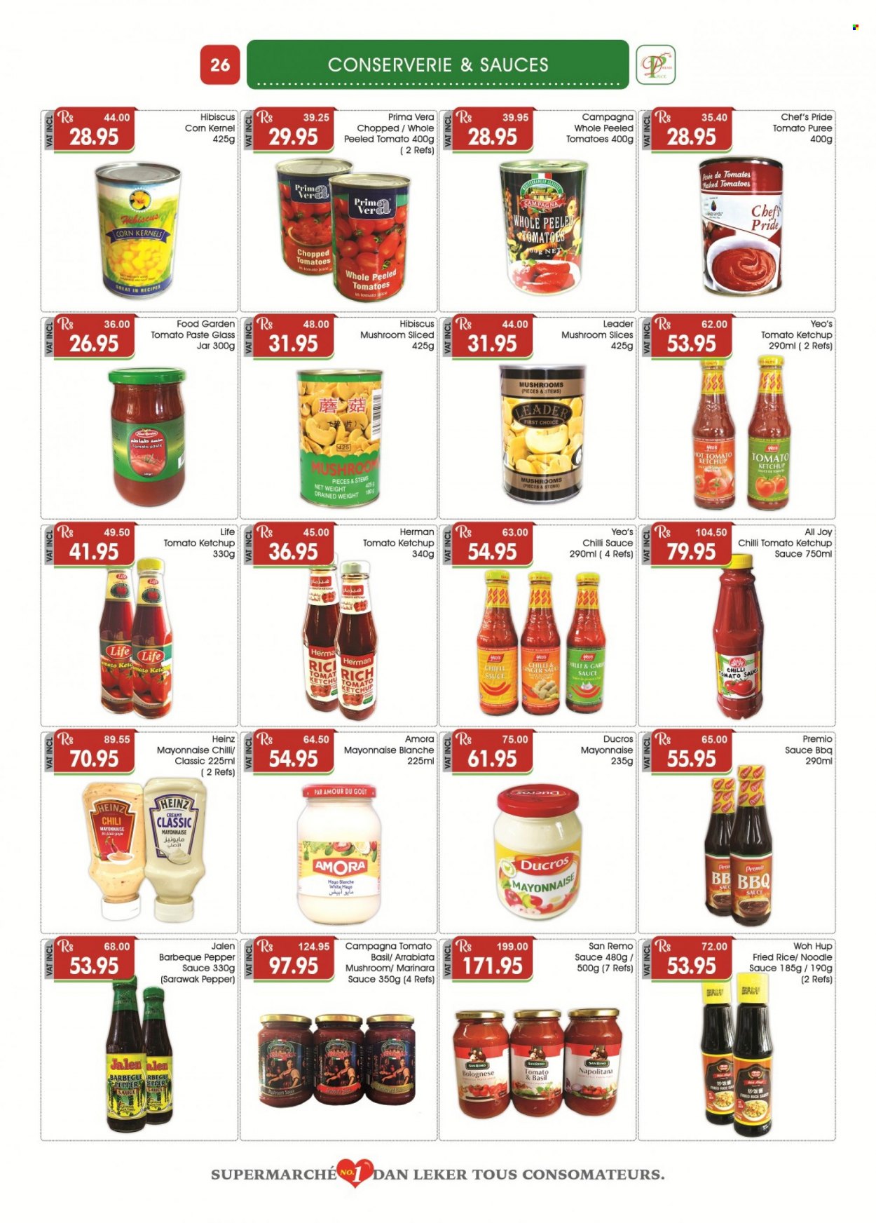 thumbnail - Dreamprice Catalogue - 19.08.2022 - 12.09.2022 - Sales products - mushrooms, corn, noodles, mayonnaise, tomato paste, tomato sauce, tomato puree, chopped tomatoes, pepper, BBQ sauce, chilli sauce, juice, jar, Heinz, ketchup. Page 26.