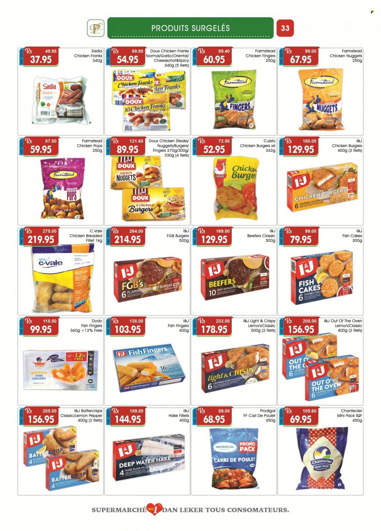 thumbnail - Dreamprice Catalogue - 19.08.2022 - 12.09.2022 - Sales products - garlic, hake, fish, crumbed fish, fish fingers, fish sticks, nuggets, hamburger, chicken nuggets, beef burger, beefers, Out o' the Oven, chicken frankfurters, cheese, fish cake, burger patties, pan, steak. Page 33.