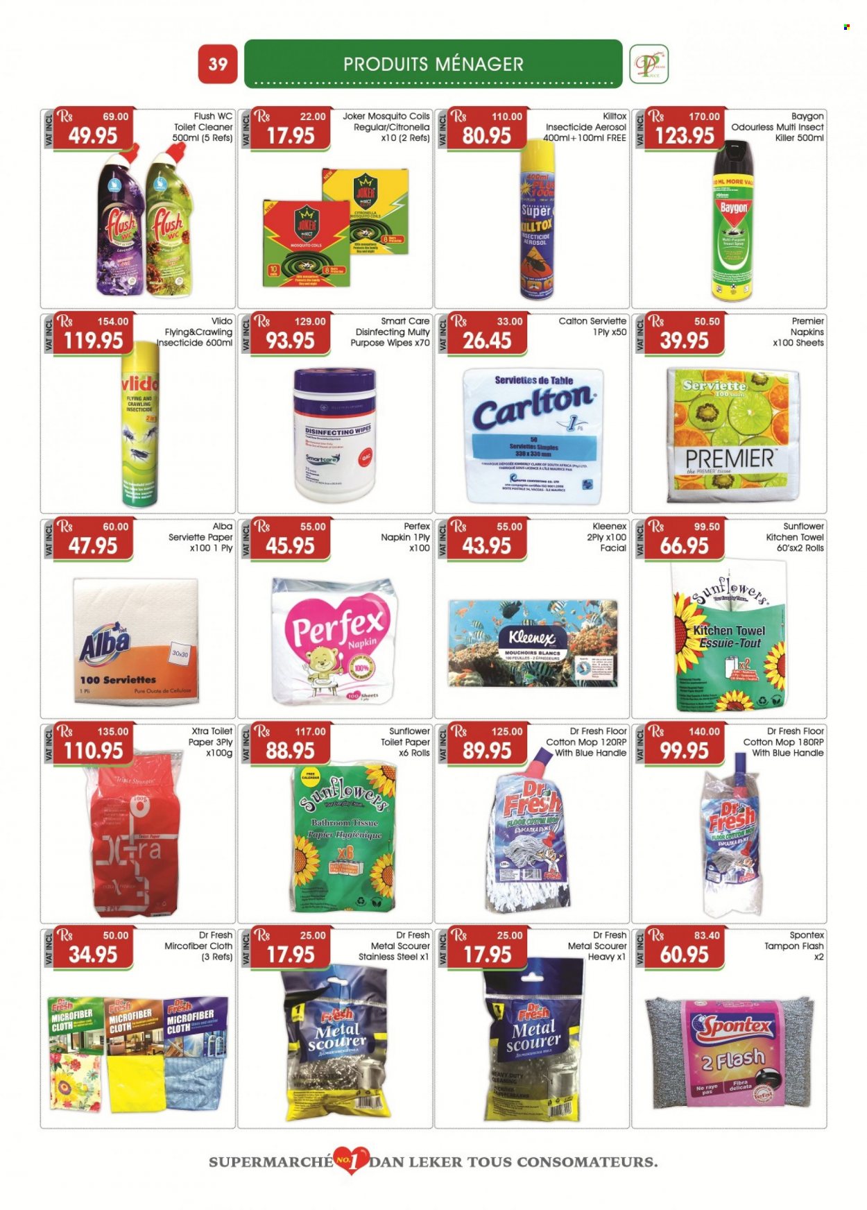 thumbnail - Dreamprice Catalogue - 19.08.2022 - 12.09.2022 - Sales products - wipes, napkins, bath tissue, Kleenex, toilet paper, kitchen towels, cleaner, toilet cleaner, XTRA, scourer, tampons, insecticide, insect killer, mop. Page 39.