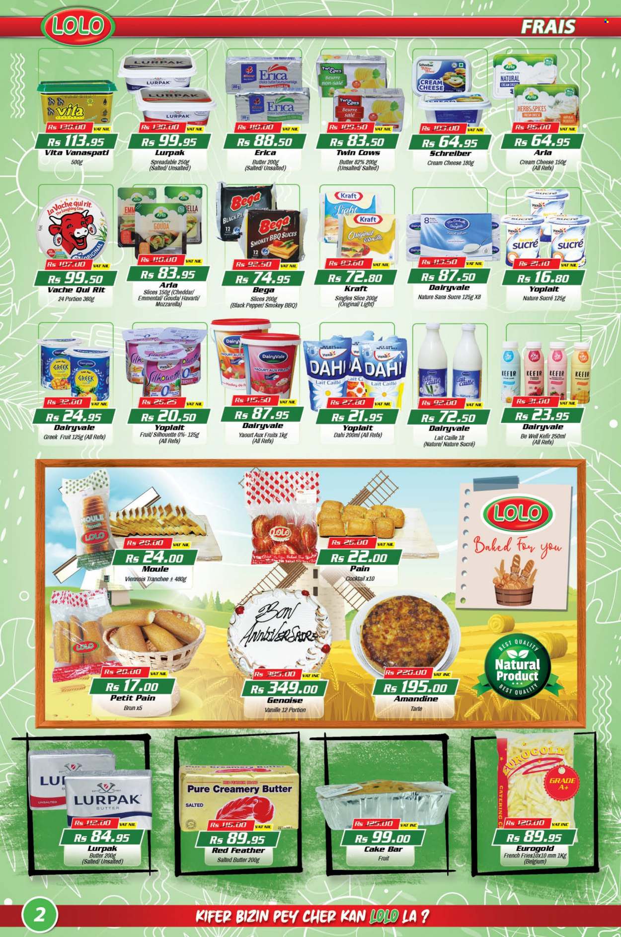 thumbnail - LOLO Hyper Catalogue - 26.08.2022 - 15.09.2022 - Sales products - cake, Kraft®, cream cheese, gouda, sandwich slices, Havarti, cheddar, cheese, The Laughing Cow, Kraft Singles, Arla, Yoplait, kefir, butter, salted butter, black pepper, herbs, mozzarella. Page 2.