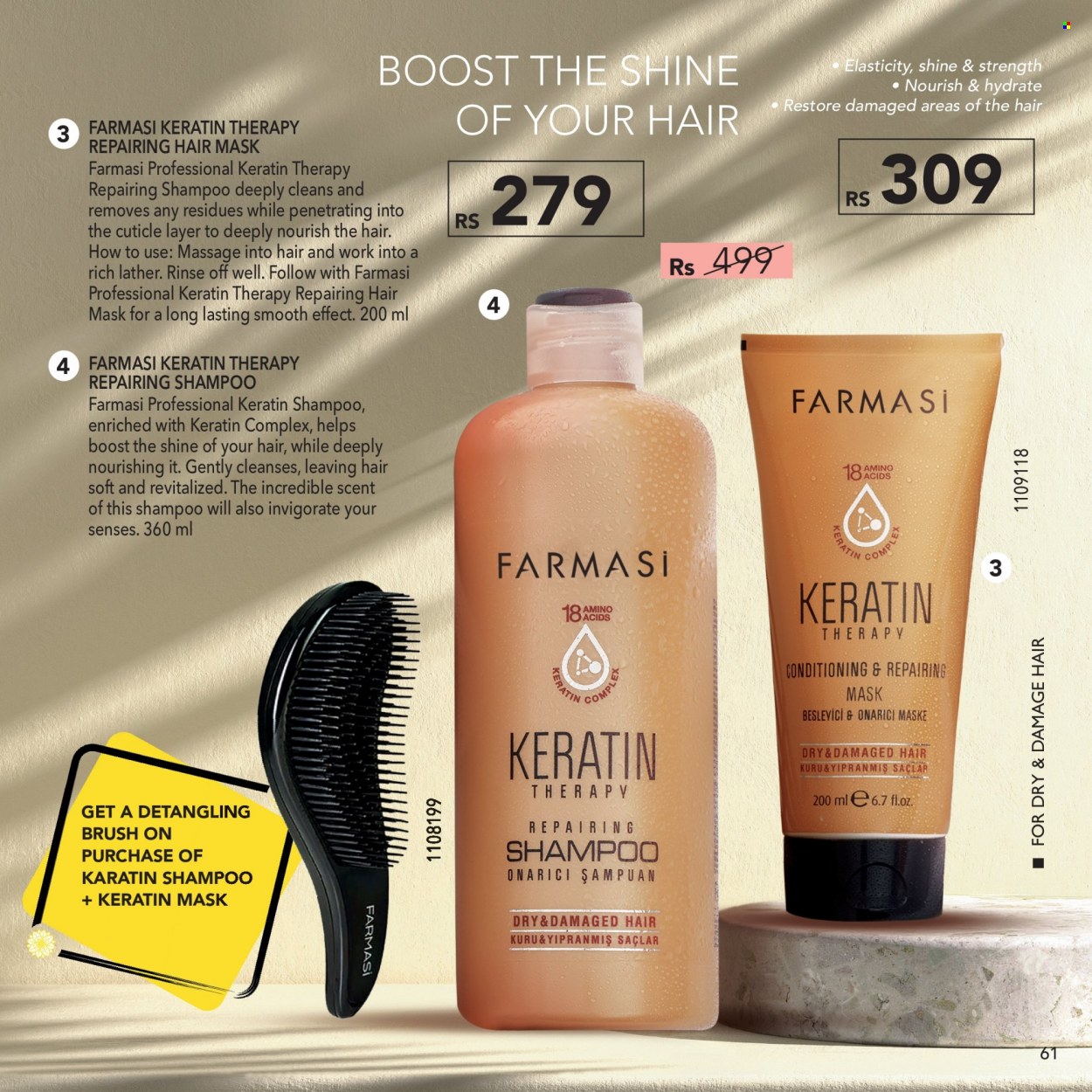 thumbnail - Farmasi Catalogue - 1.09.2022 - 30.09.2022 - Sales products - hair mask, keratin, brush, shampoo. Page 61.