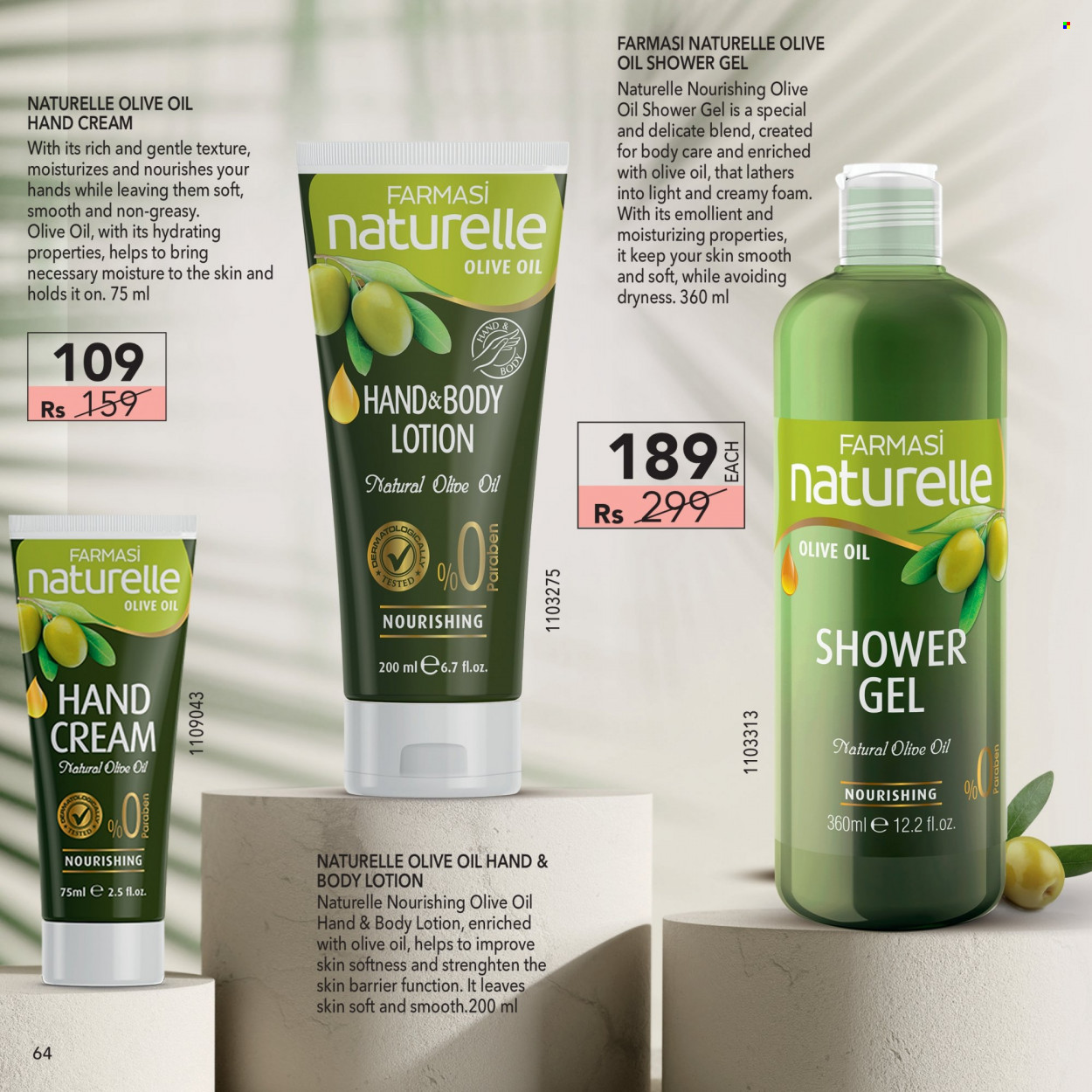 thumbnail - Farmasi Catalogue - 1.09.2022 - 30.09.2022 - Sales products - shower gel, body lotion, hand cream. Page 64.