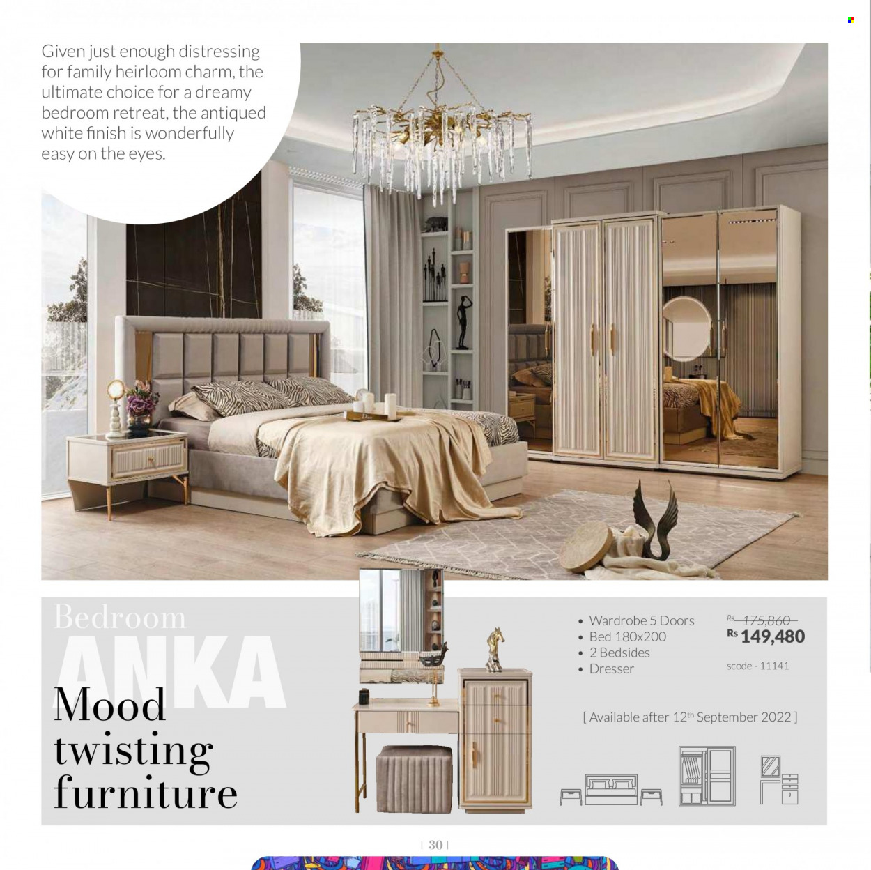 thumbnail - Teak World Catalogue - 1.09.2022 - 31.10.2022 - Sales products - bed, wardrobe, dresser. Page 30.