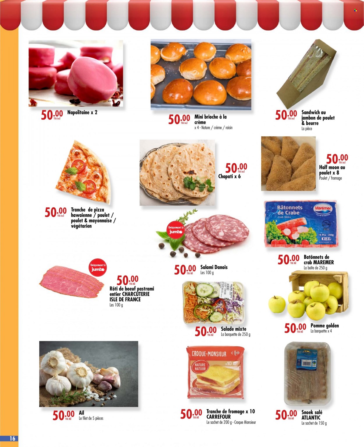 thumbnail - Jumbo Catalogue - 7.09.2022 - 20.09.2022 - Sales products - brioche, crab, salami, pastrami, mayonnaise, beef meat, cap. Page 16.