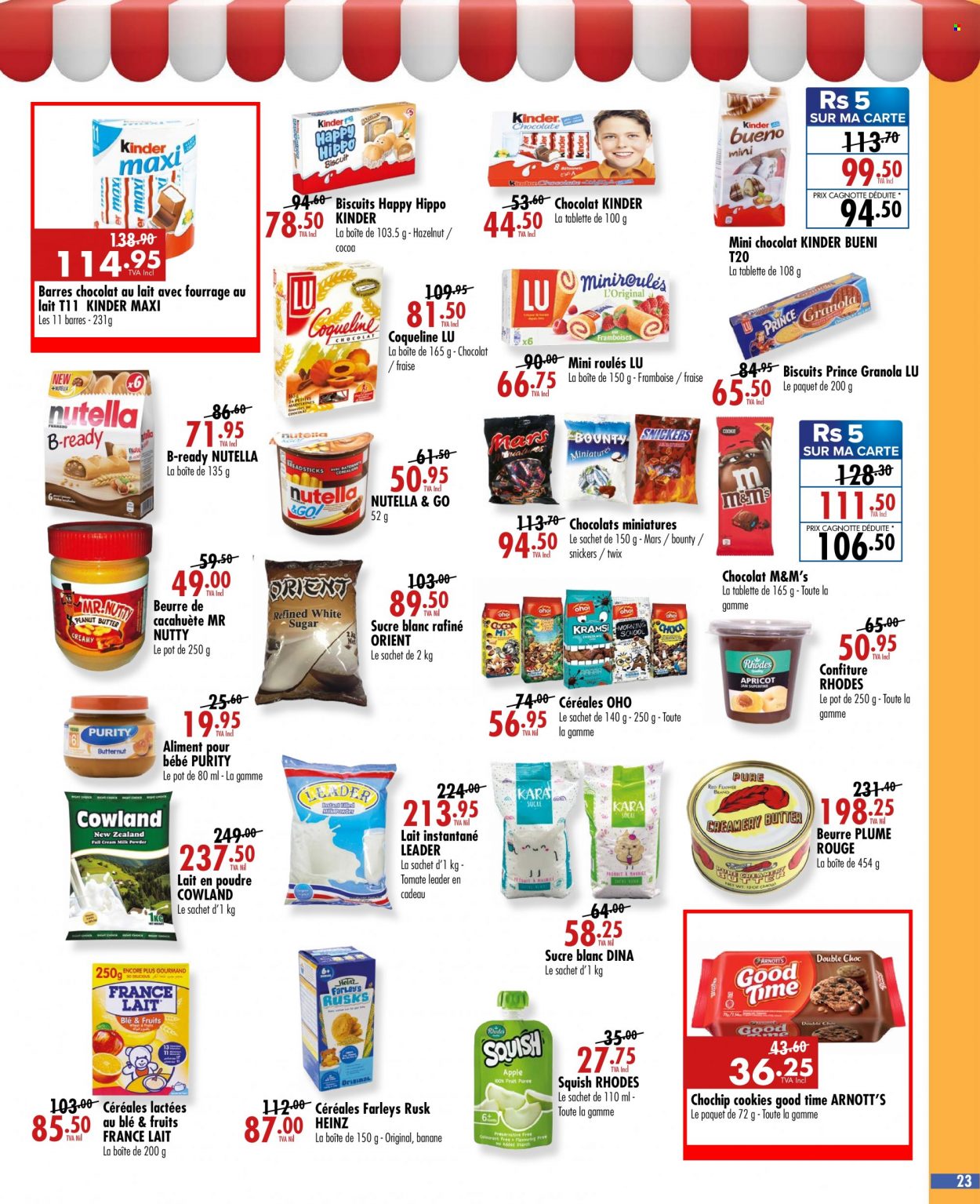 thumbnail - Jumbo Catalogue - 7.09.2022 - 20.09.2022 - Sales products - rusks, cookies, Snickers, Twix, Bounty, Mars, biscuit, cocoa, Purity, pot, granola, Heinz, Nutella, M&M's. Page 23.