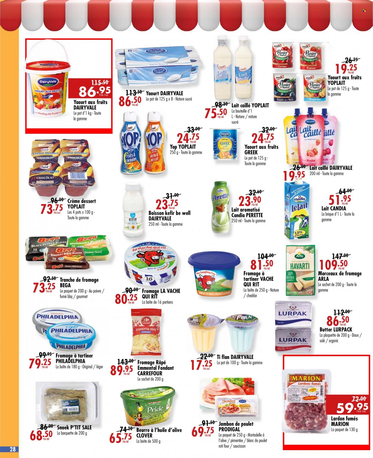 thumbnail - Jumbo Catalogue - 7.09.2022 - 20.09.2022 - Sales products - cheddar, cheese, The Laughing Cow, Arla, Clover, Yoplait, kefir, butter, pot, Philadelphia. Page 28.