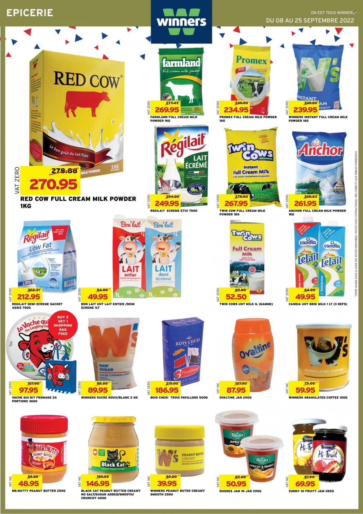 thumbnail - Winner's Catalogue - 8.09.2022 - 25.09.2022 - Sales products - pineapple, milk powder, Anchor, malt, strawberry jam, fruit jam, peanut butter, coffee, Raw Sugar, calcium. Page 25.