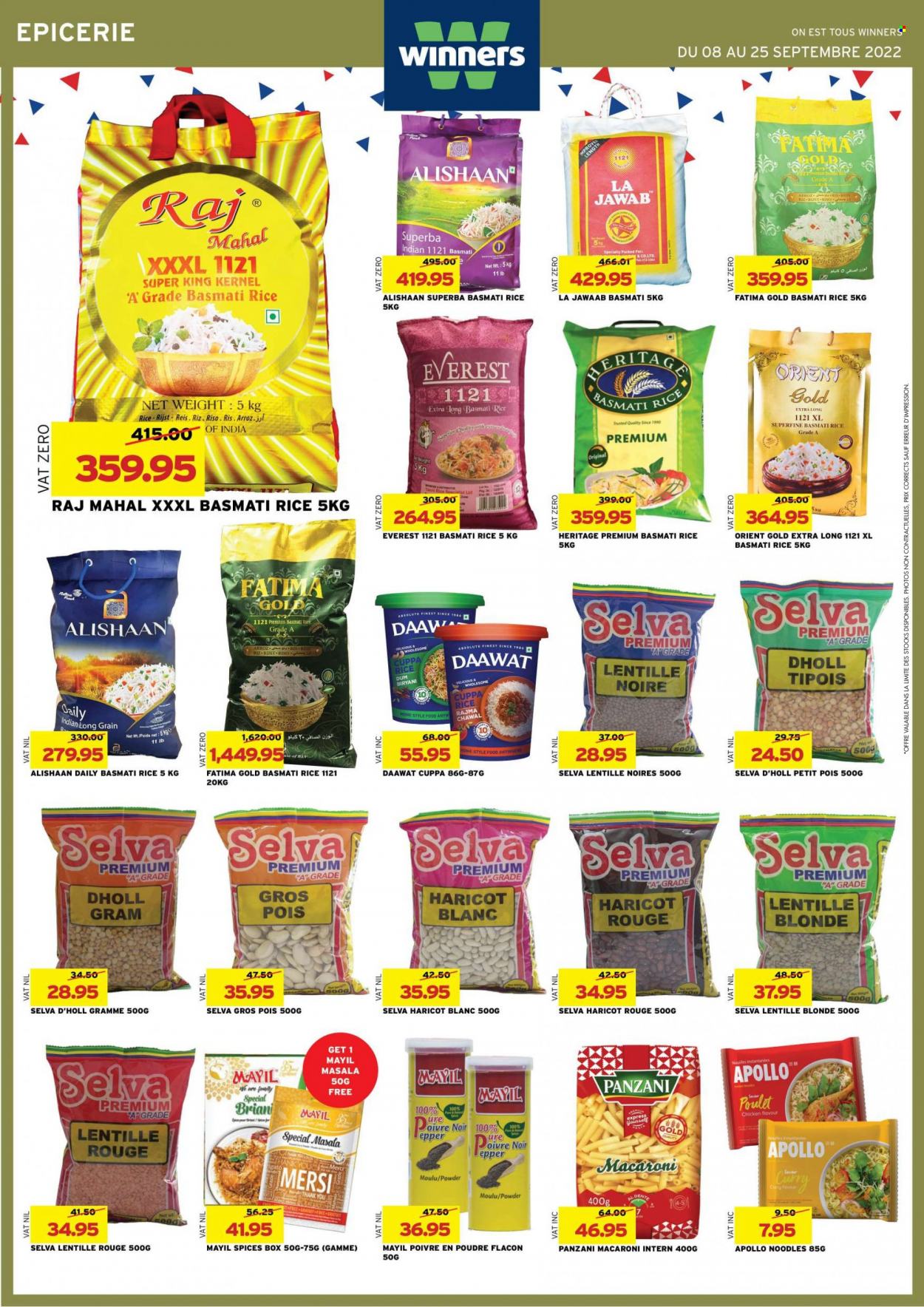 thumbnail - Winner's Catalogue - 8.09.2022 - 25.09.2022 - Sales products - macaroni, noodles, Merci, basmati rice, rice, Absolute, lid. Page 29.