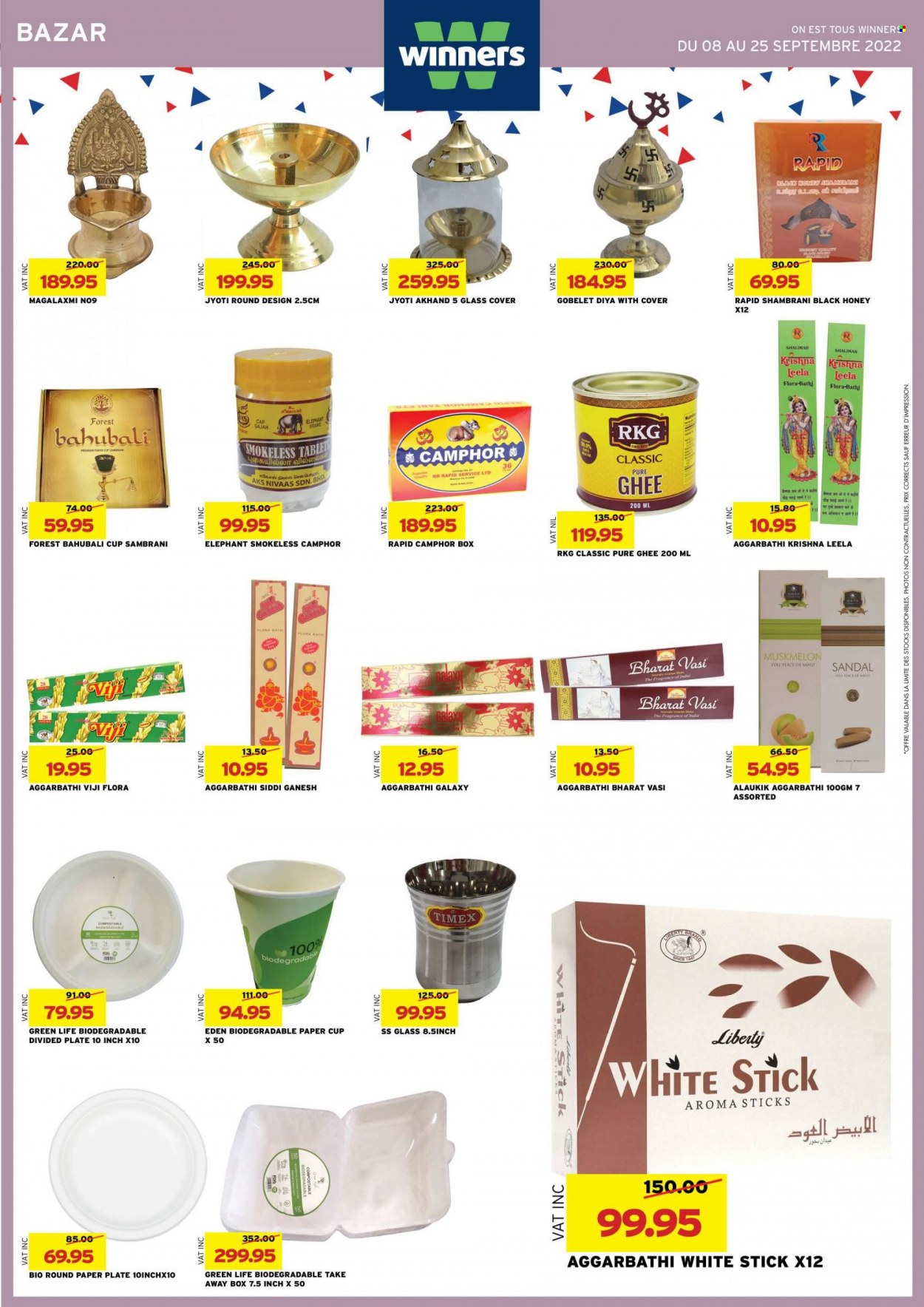 thumbnail - Winner's Catalogue - 8.09.2022 - 25.09.2022 - Sales products - ghee, Flora, honey, fragrance, plate, cup, paper plate, party cups. Page 33.