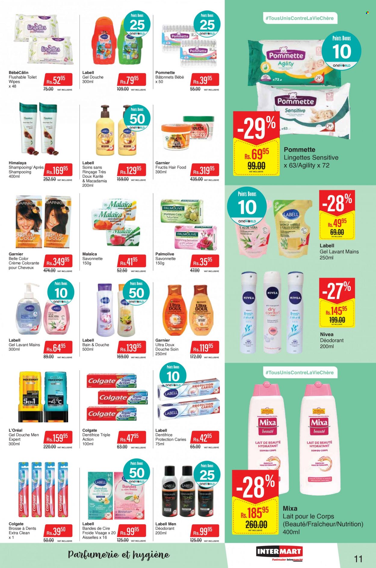 thumbnail - Intermart Catalogue - 9.09.2022 - 21.09.2022 - Sales products - wipes, Nivea, Palmolive, L’Oréal, Fructis, anti-perspirant, Colgate, Garnier, deodorant. Page 11.