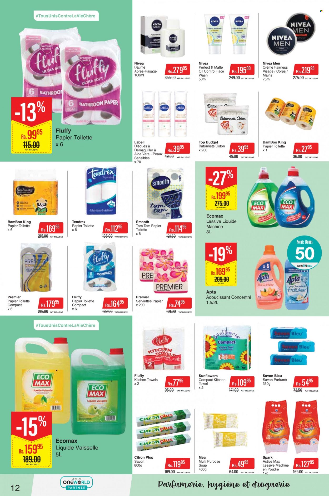 thumbnail - Intermart Catalogue - 9.09.2022 - 21.09.2022 - Sales products - oil, Nivea, kitchen towels, face gel, soap, face wash. Page 12.