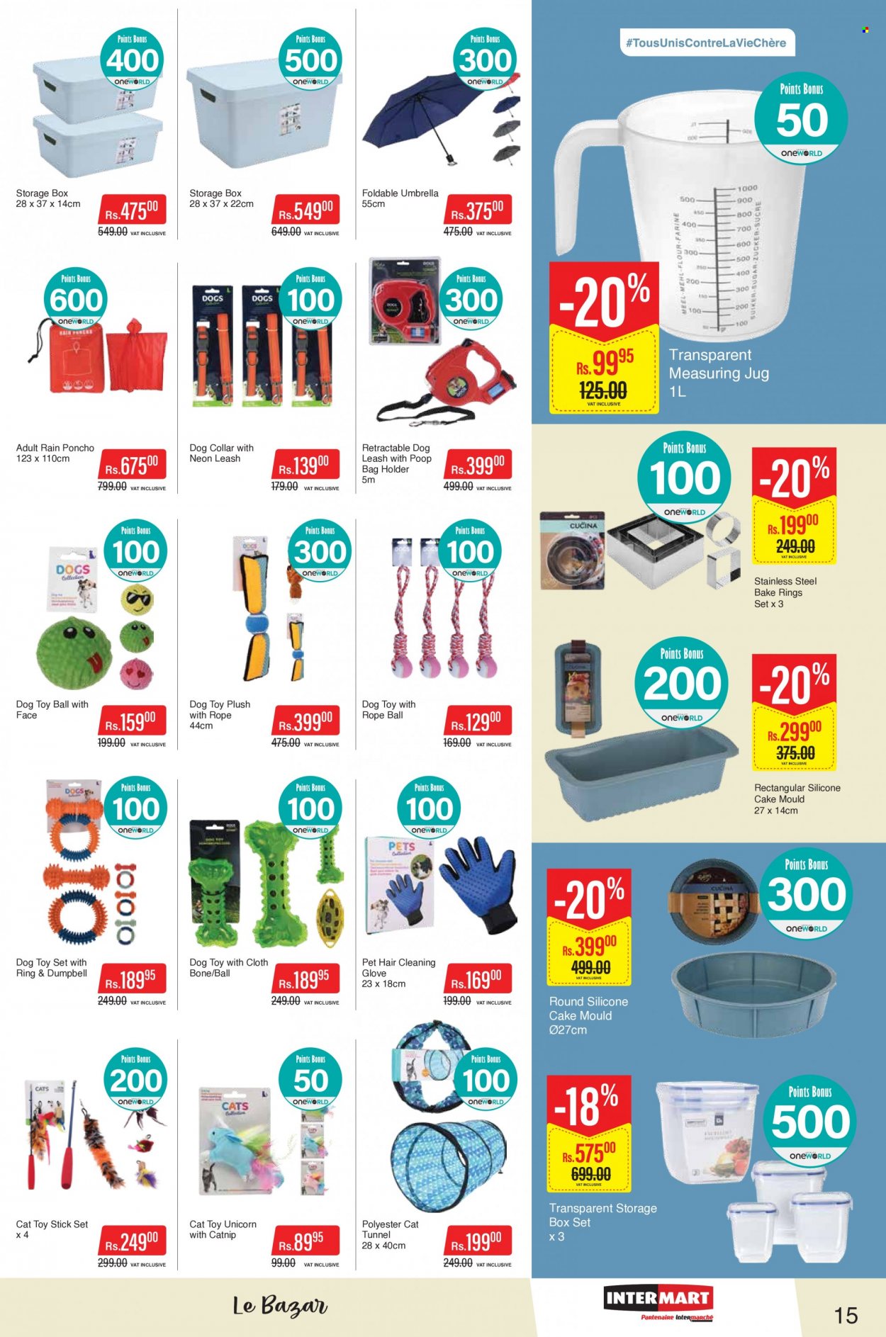 thumbnail - Intermart Catalogue - 9.09.2022 - 21.09.2022 - Sales products - cake, bag, holder, gloves, storage box, deco strips, cat toy, dog toy, rustle tunnel, dog collar, umbrella. Page 15.