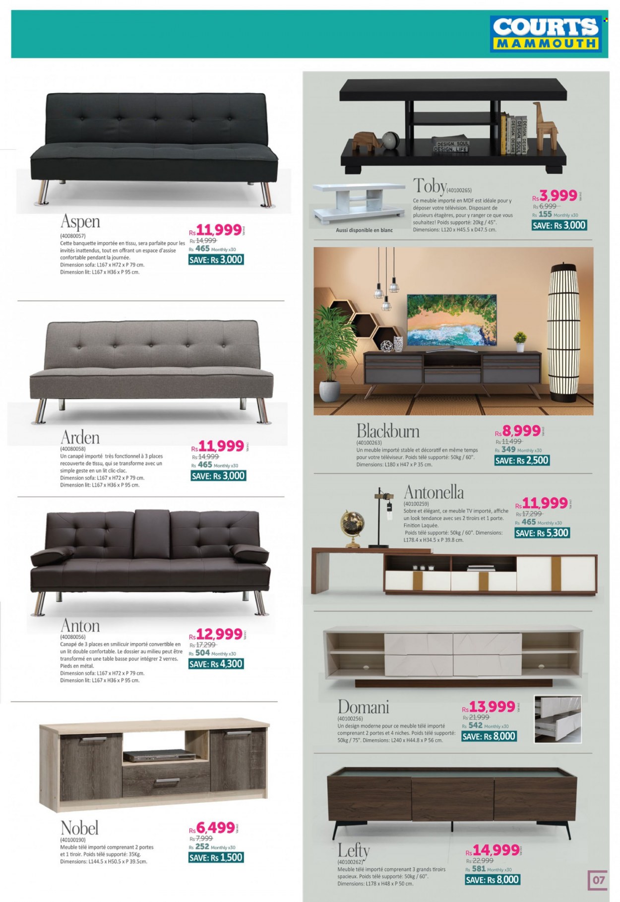 Courts Mammouth Catalogue - 9.05.2022 - 9.06.2022 - Sales products - TV, sofa. Page 7.