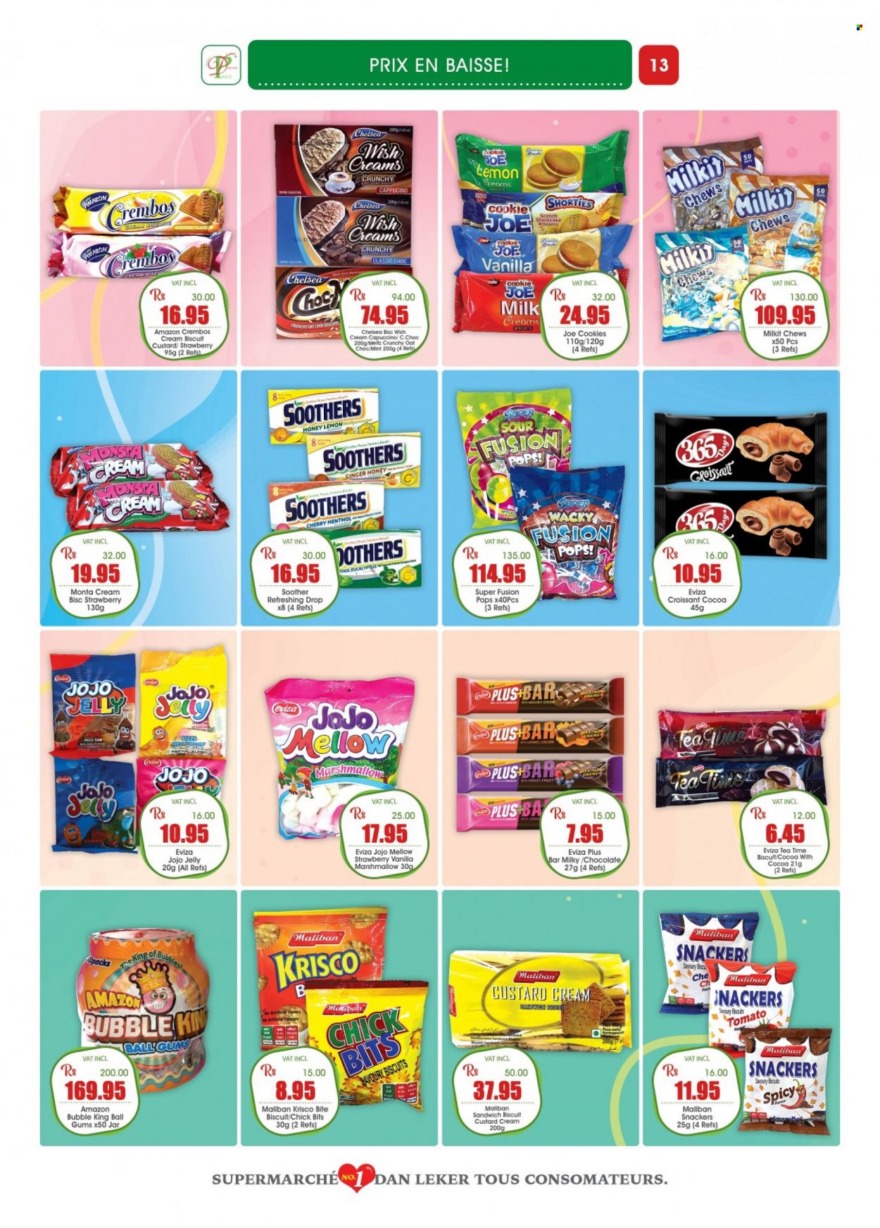 thumbnail - Dreamprice Catalogue - 17.09.2022 - 11.10.2022 - Sales products - croissant, ginger, cherries, coconut, sandwich, custard, milk, cookies, marshmallows, chocolate, jelly, chewing gum, biscuit, oats, caramel, tea, jar. Page 13.