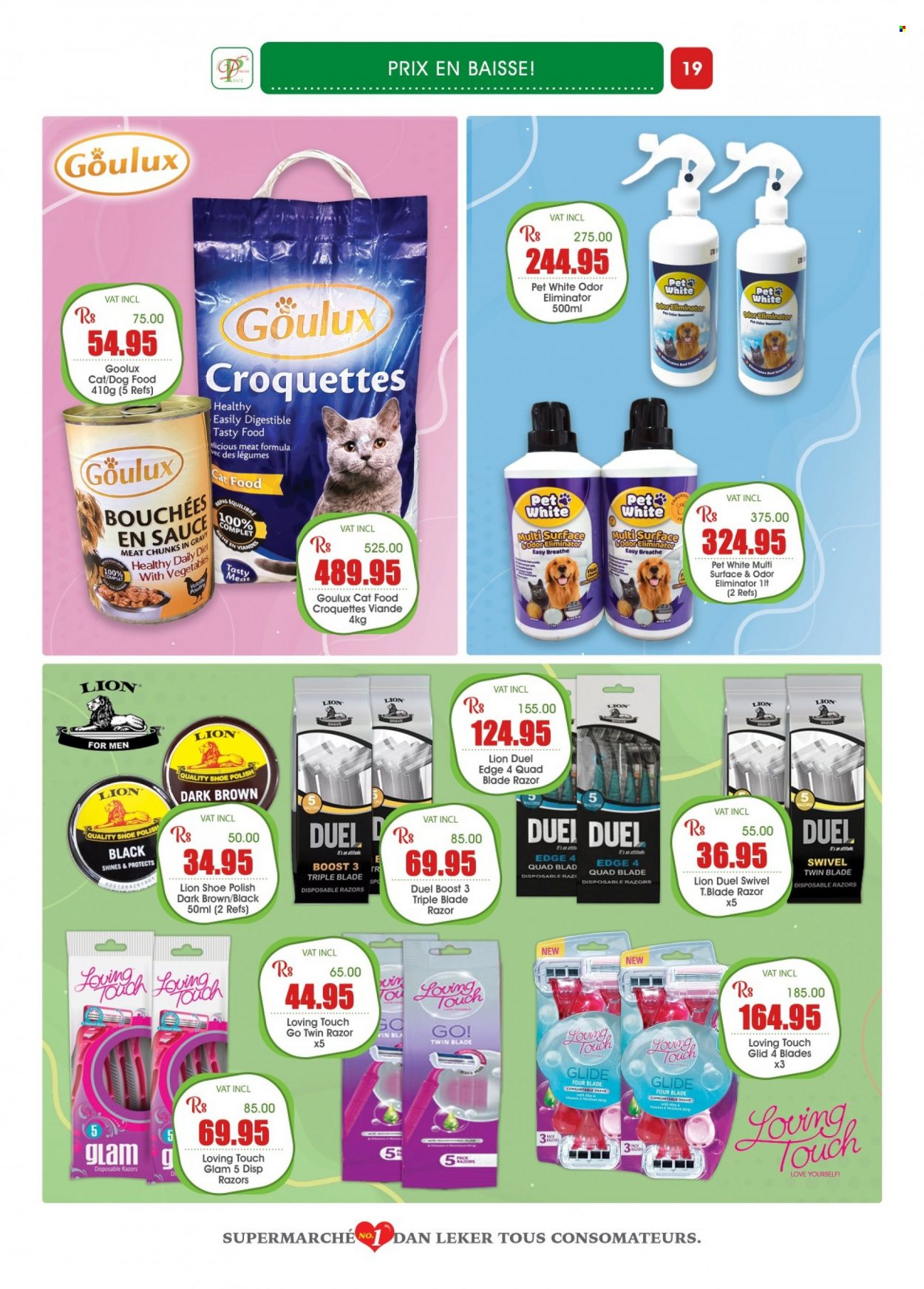 thumbnail - Dreamprice Catalogue - 17.09.2022 - 11.10.2022 - Sales products - sauce, potato croquettes, Boost, odor eliminator, razor, disposable razor, animal food, cat food, dog food, Go!. Page 19.