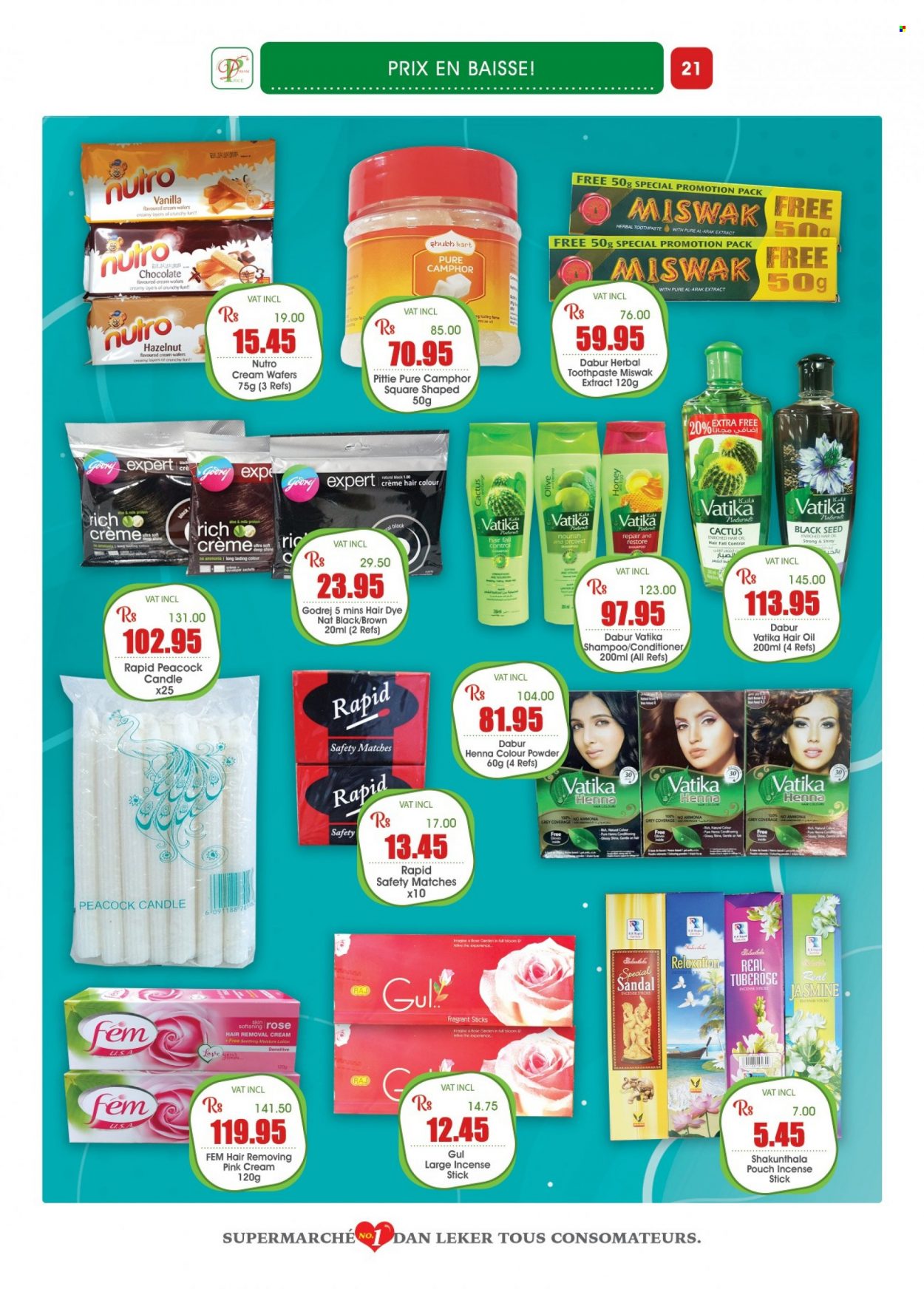 thumbnail - Dreamprice Catalogue - 17.09.2022 - 11.10.2022 - Sales products - wafers, Dabur, oil, honey, rosé wine, toothpaste, conditioner, hair color, hair oil, body lotion, hair removal, gloves, calendar, candle, shampoo. Page 21.