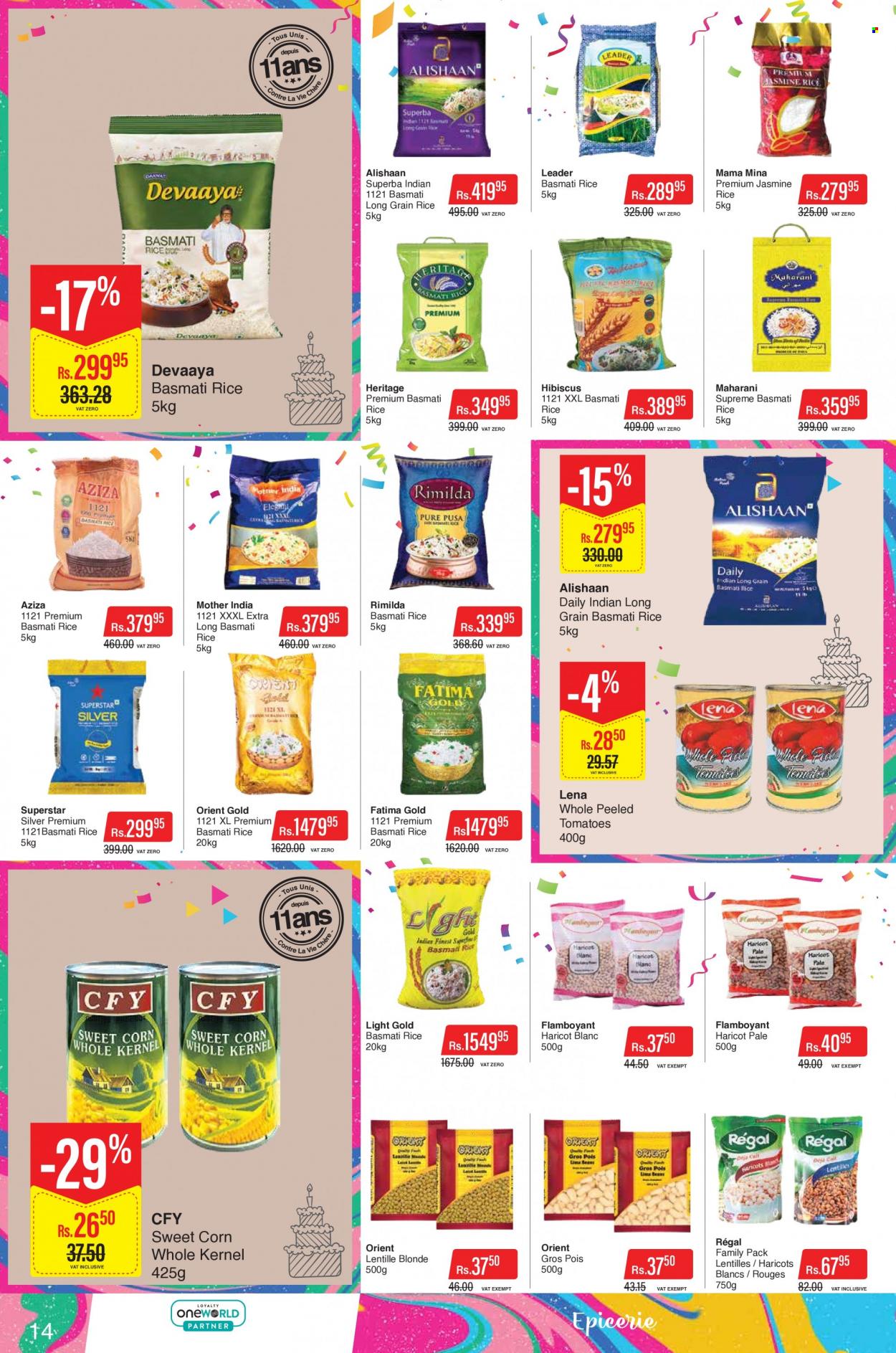thumbnail - Intermart Catalogue - 23.09.2022 - 19.10.2022 - Sales products - corn, tomatoes, sweet corn, basmati rice, rice, jasmine rice, Devaaya, long grain rice. Page 14.