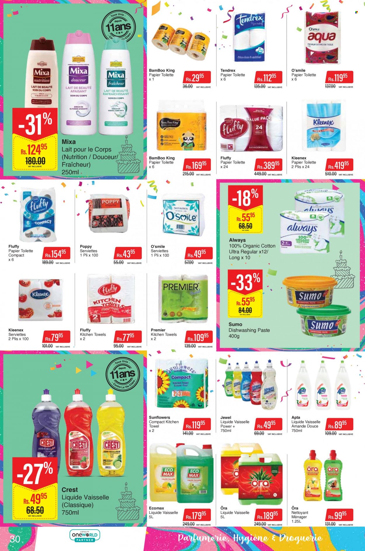 thumbnail - Intermart Catalogue - 23.09.2022 - 19.10.2022 - Sales products - Kleenex, kitchen towels, Crest. Page 30.