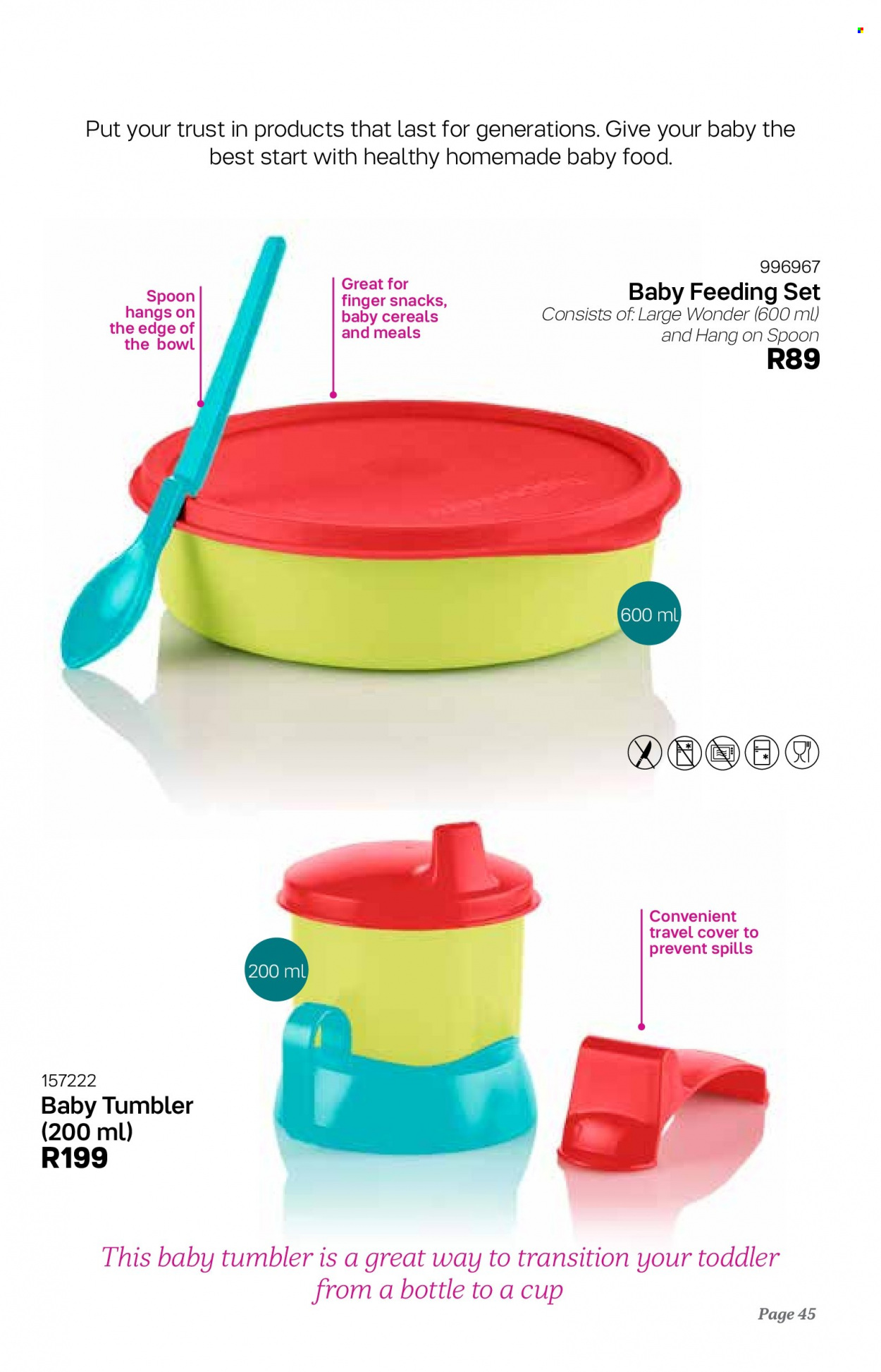 thumbnail - Tupperware Catalogue - 6.04.2022 - 6.09.2022 - Sales products - spoon, tumbler, bowl, Trust. Page 45.