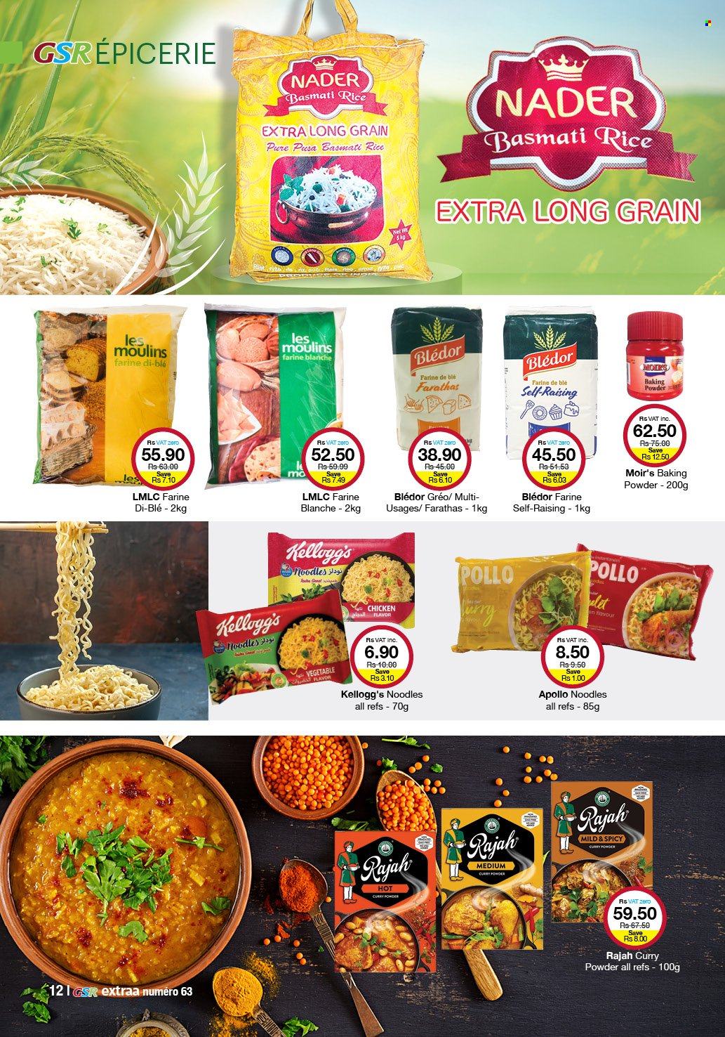 thumbnail - GSR Catalogue - 22.09.2022 - 16.10.2022 - Sales products - noodles, Kellogg's, baking powder, basmati rice, rice, curry powder. Page 12.