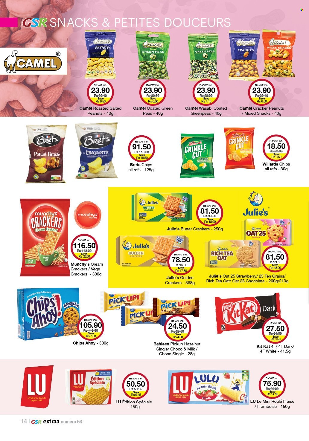 thumbnail - GSR Catalogue - 22.09.2022 - 16.10.2022 - Sales products - peas, milk, butter, chocolate, snack, KitKat, crackers, biscuit, Julie's, chips, oats, peanuts, tea, wasabi. Page 14.
