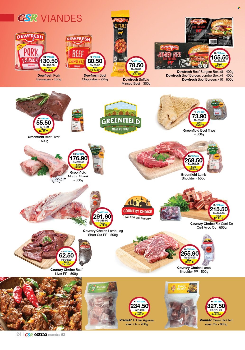thumbnail - GSR Catalogue - 22.09.2022 - 16.10.2022 - Sales products - hamburger, beef burger, sausage, beef liver, beef meat, beef tripe, lamb meat, lamb shoulder, mutton meat, lamb leg, Trust. Page 24.