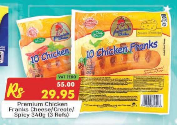 Premium Chicken Franks Cheese/Creole/Spicy