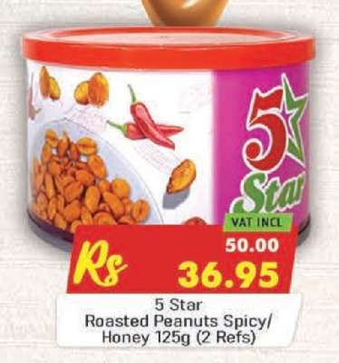 5 Star Roasted Peanuts Spicy/Honey 125g