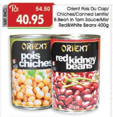 Orient Pois Du Cap/Chiches/Canned Lentils/B.Bean In Tom Sauce/Mix/Red&White Beans 400g