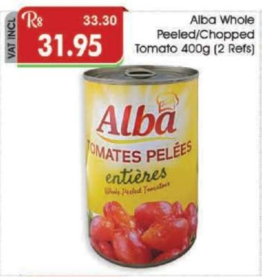 Alba Whole Peeled/Chopped Tomato 400g