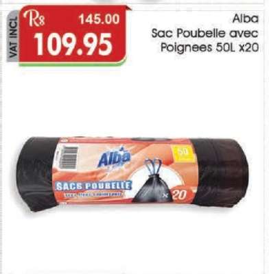 Alba Sac Poubelle avec Poignees 50L x20