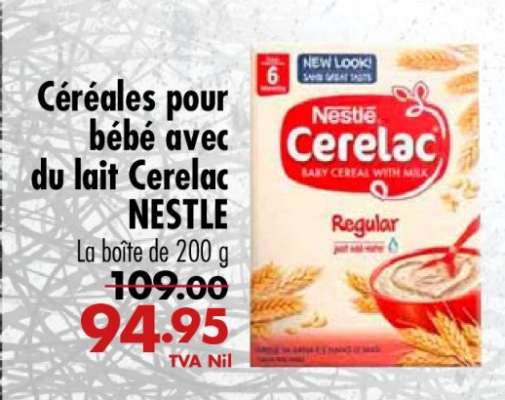 Céréales pour bébé avec du lait Cerelac NESTLE