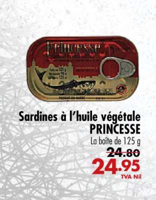 Sardines à l'huile végétale PRINCESSE