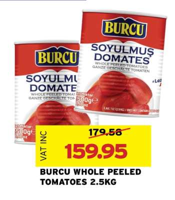 BURCU WHOLE PEELED TOMATOES 2.5KG