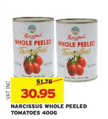 NARCISSUS WHOLE PEELED TOMATOES 400G