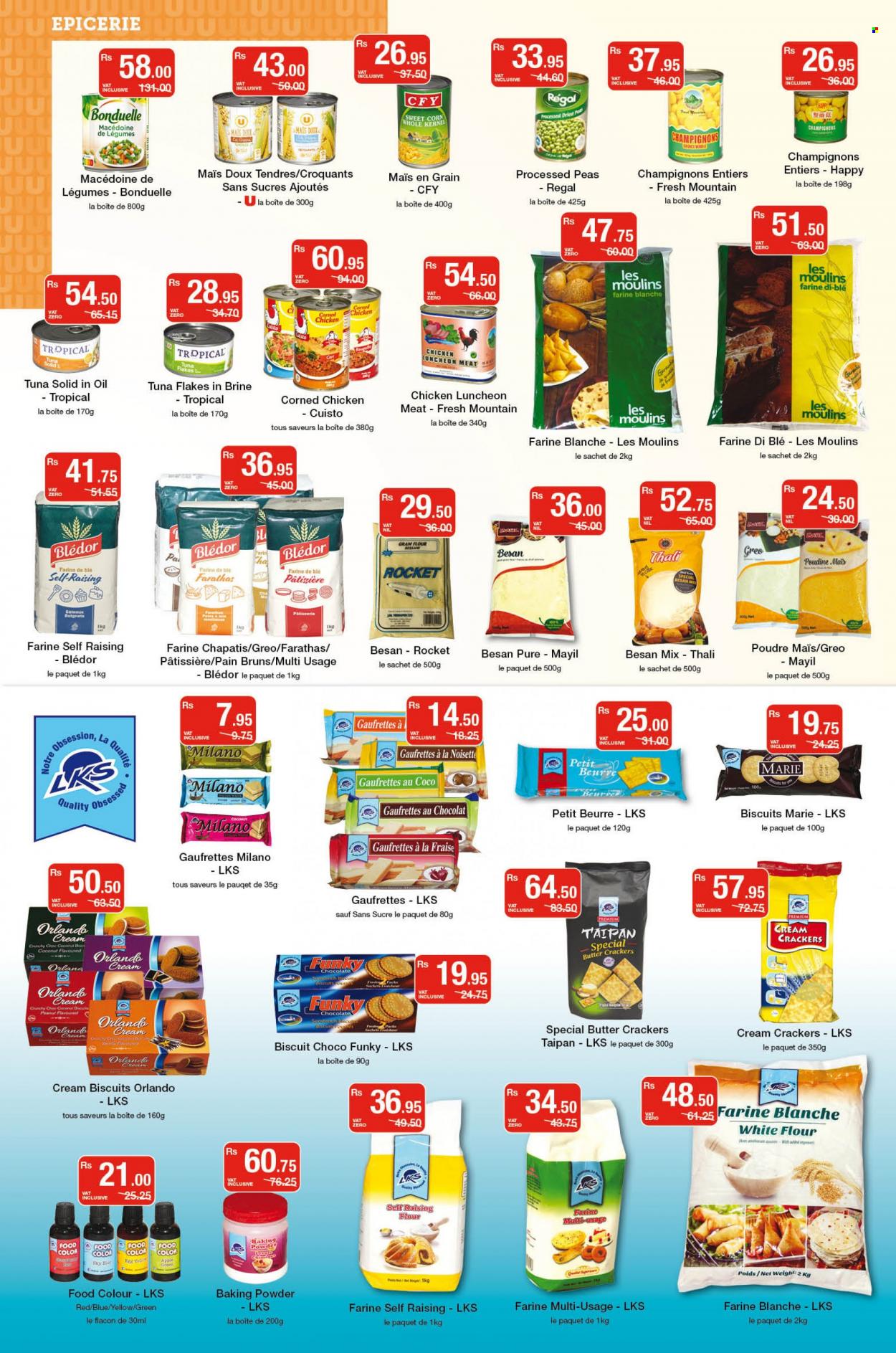 thumbnail - Super U Catalogue - 8.10.2022 - 24.10.2022 - Sales products - bread, corn, rocket, peas, sweet corn, coconut, tuna, sandwich, lunch meat, butter, chocolate, crackers, biscuit, baking powder, gram flour. Page 9.