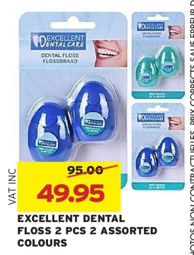 EXCELLENT DENTAL FLOSS 2 PCS 2 ASSORTED COLOURS
