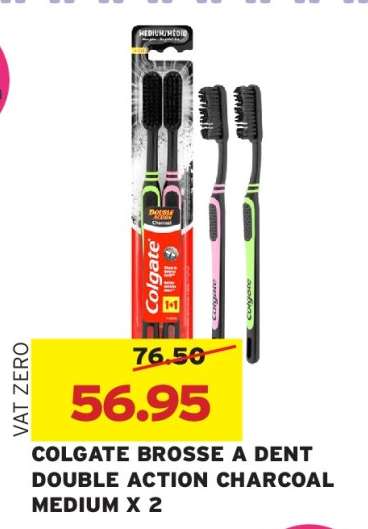 COLGATE BROSSE A DENT DOUBLE ACTION CHARCOAL MEDIUM X 2