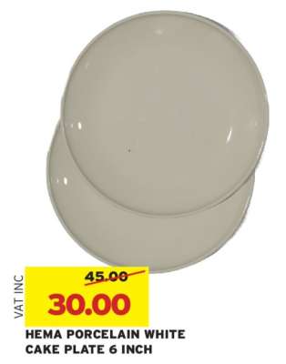 HEMA PORCELAIN WHITE CAKE PLATE 6 INCH