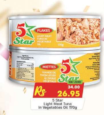 5 Star Light Meat Tuna In Vegetables Oil 170g