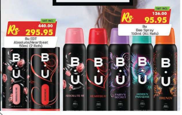 Bu EDT Absolute/Heartbeat 50ml (2 Refs)